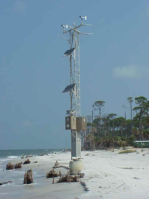 The weather station at the cape near the lighthous